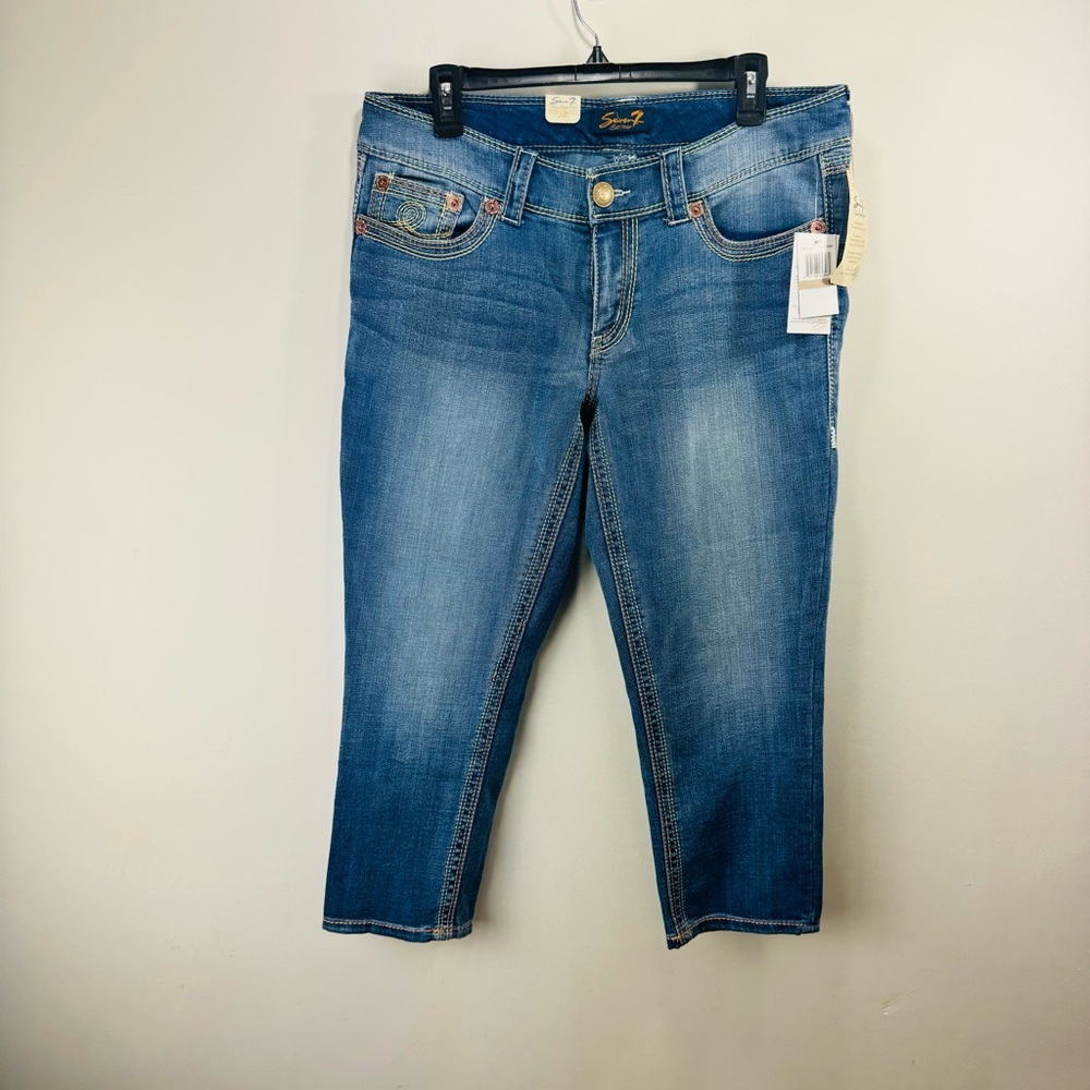 Seven For All Mankind Jeans Womens 12 Medium Wash Blue‎ Beatles BU NWT